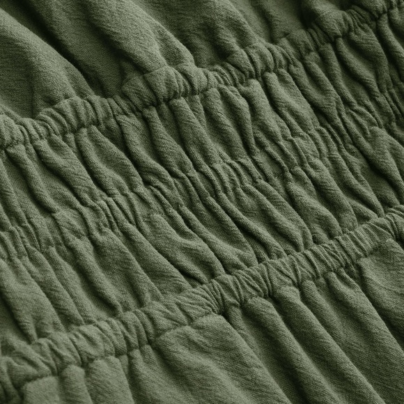 Square neck lace up ruched jumpsuit olive green 1X - Picture 3 of 11